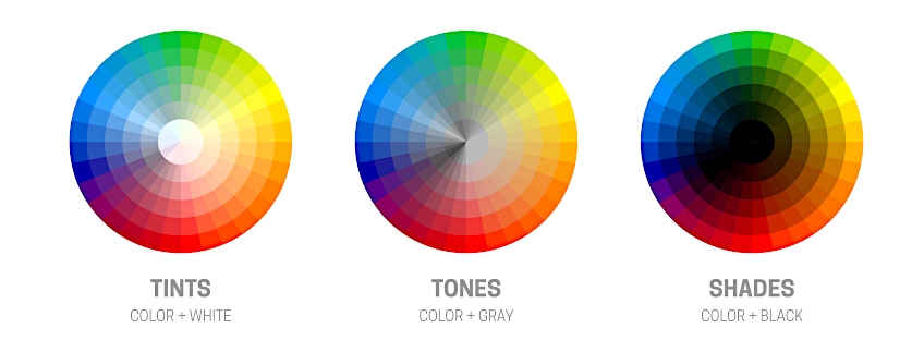 Color Tints Tones and Shades for Gray