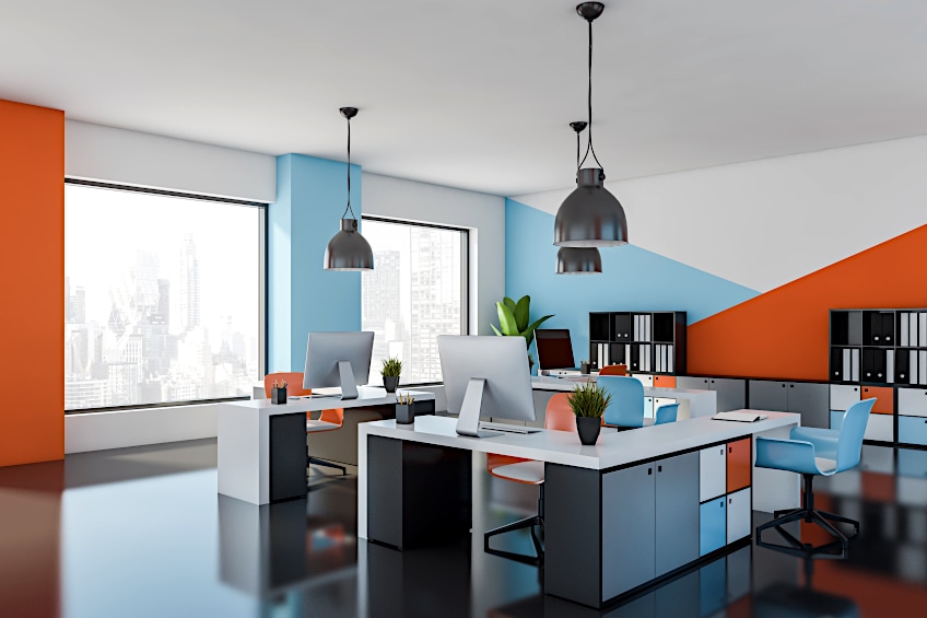 Office with Orange and Blue