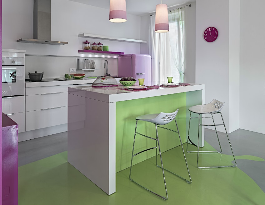 Pairing Green and Pink in Kitchen