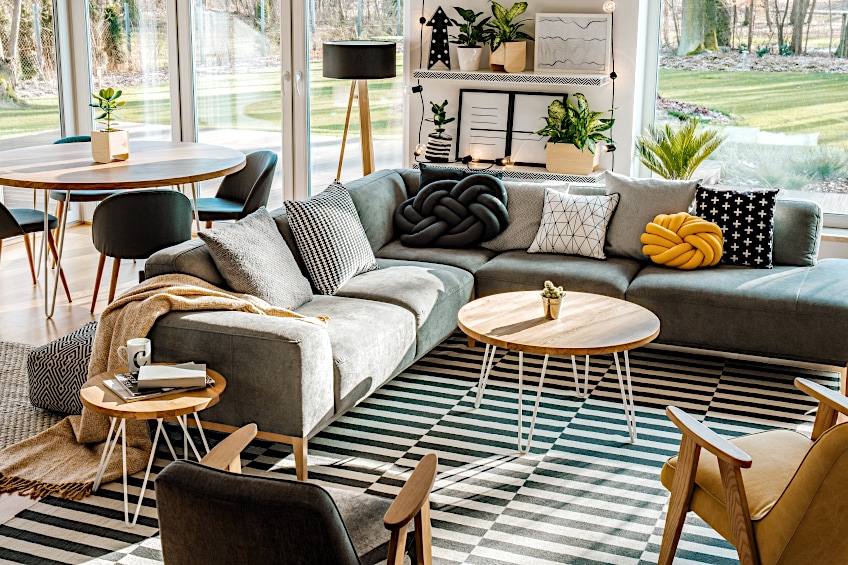 Cozy Gray Sofa with Contrasting Tones
