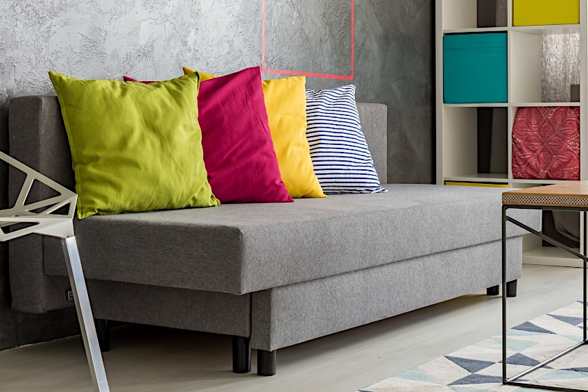 Gray Sofa with Bright Colors