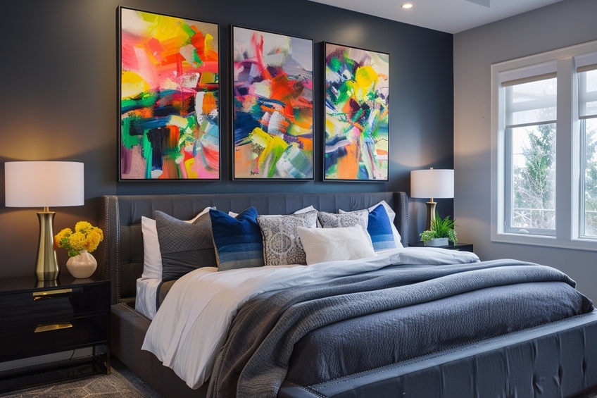 abstract bed wall decor