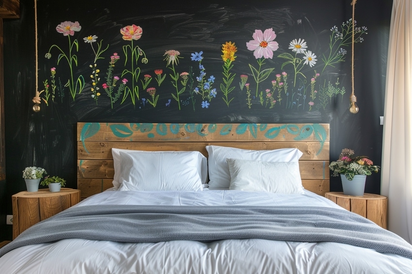 chalkboard bed wall decor