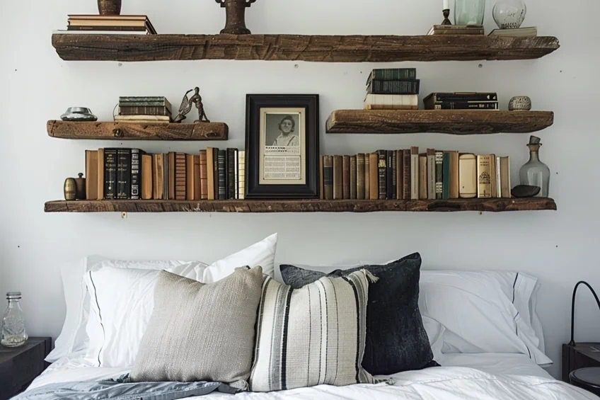 floating shelf bed wall decor