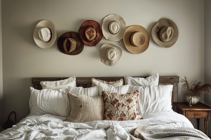 hats bed wall decor