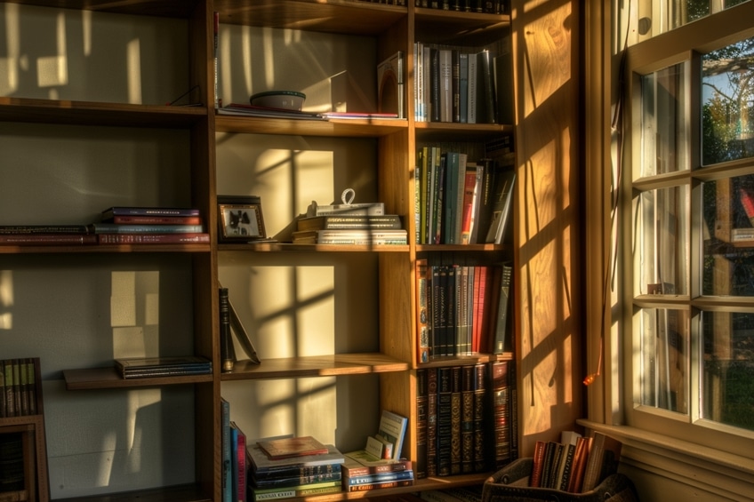 light bookshelf decor