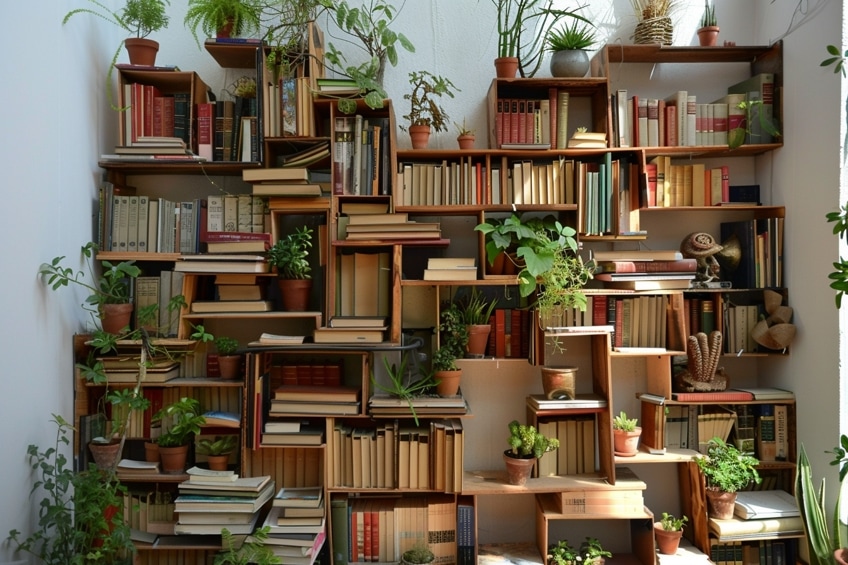 orientated bookshelf decor