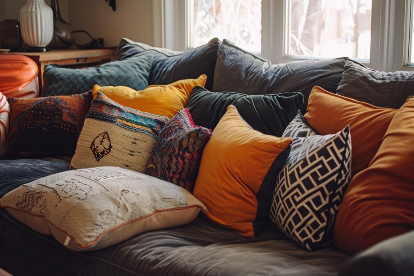 styling pillows on couch